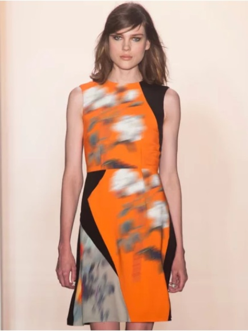 Vintage Louis Feraud Linen Mini Dress Abstract Print Size S